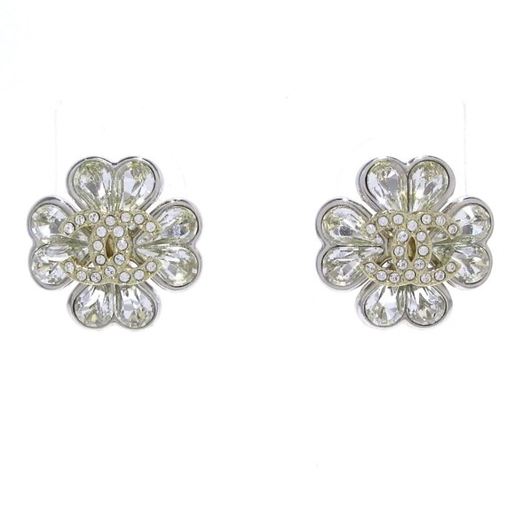 CHANEL Coco - Silver Clear Hardware Rhinestones Earrings 803-072625 - Picture 1 of 7